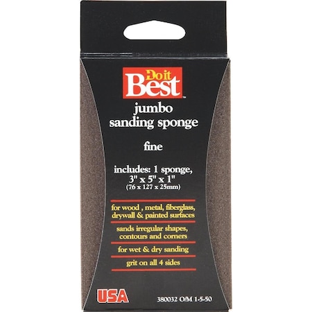 All-Source Jumbo All-Purpose 3 In. x 5 In. x 1 In. 120 Grit Fine Sanding Sponge 380032